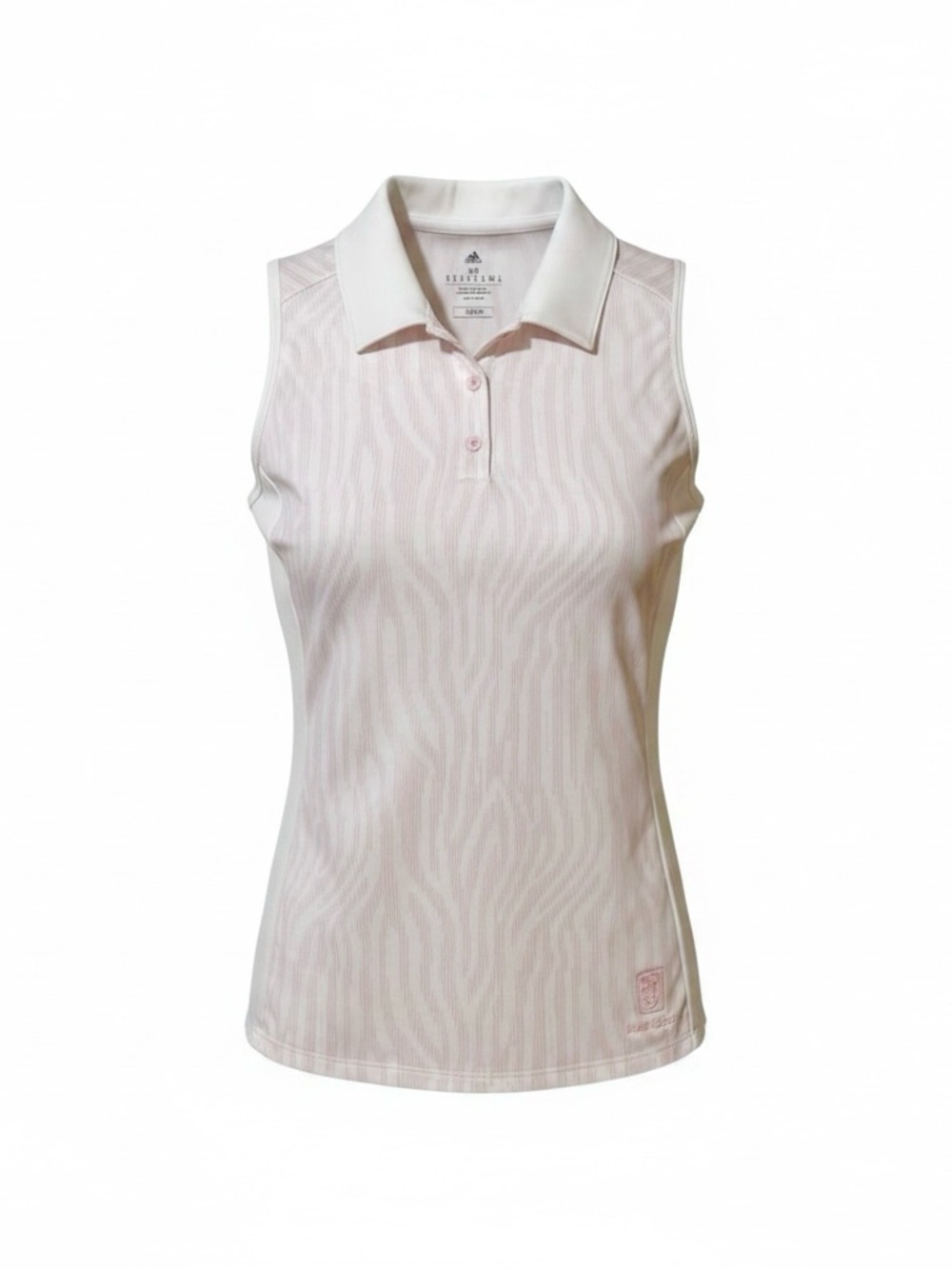 ADIDAS white & pink U364 PRT Sleeveless Polo TPG Las Vegas Golf shirt Small NWT